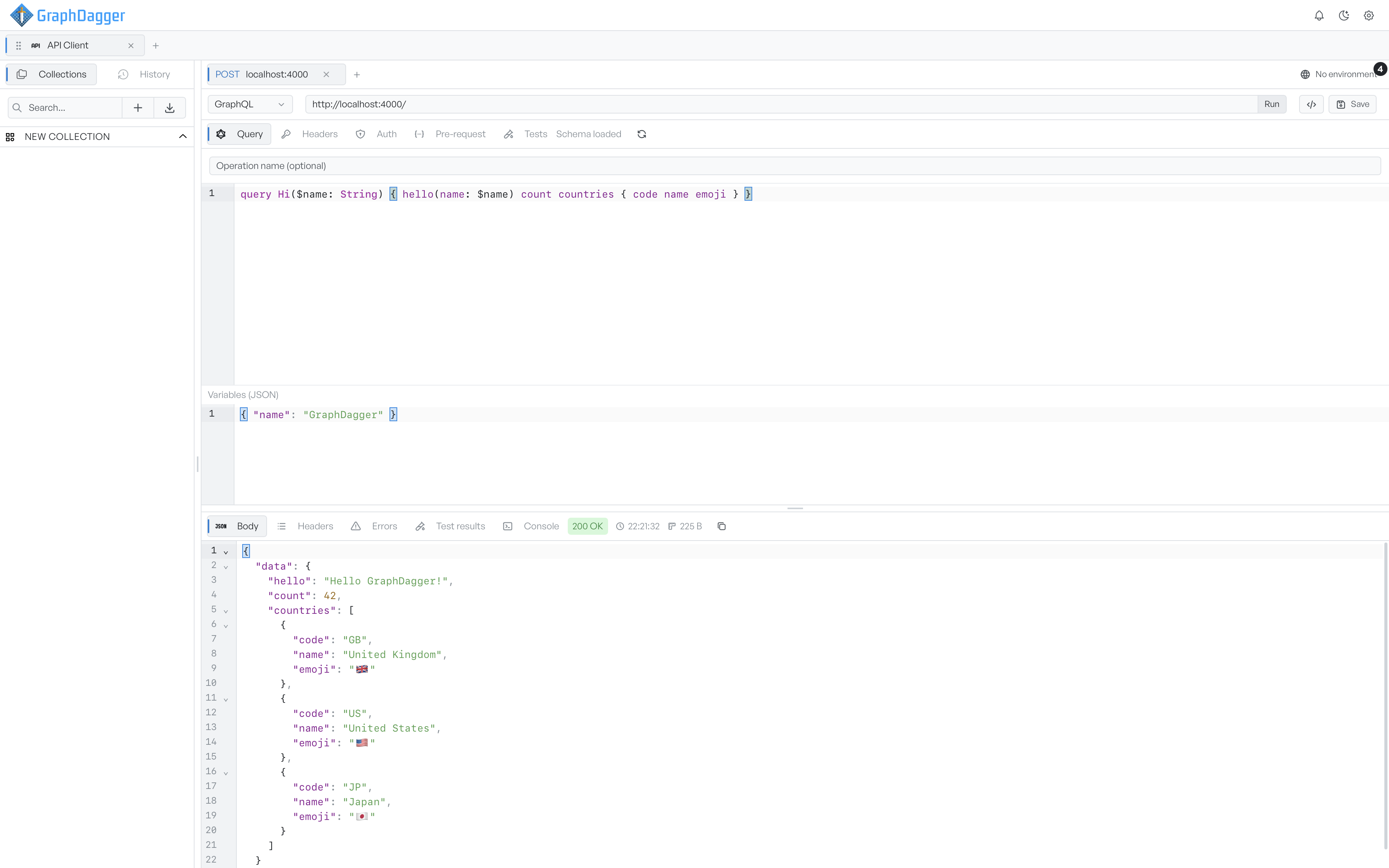 GraphDagger API Client composing a request with auth configured